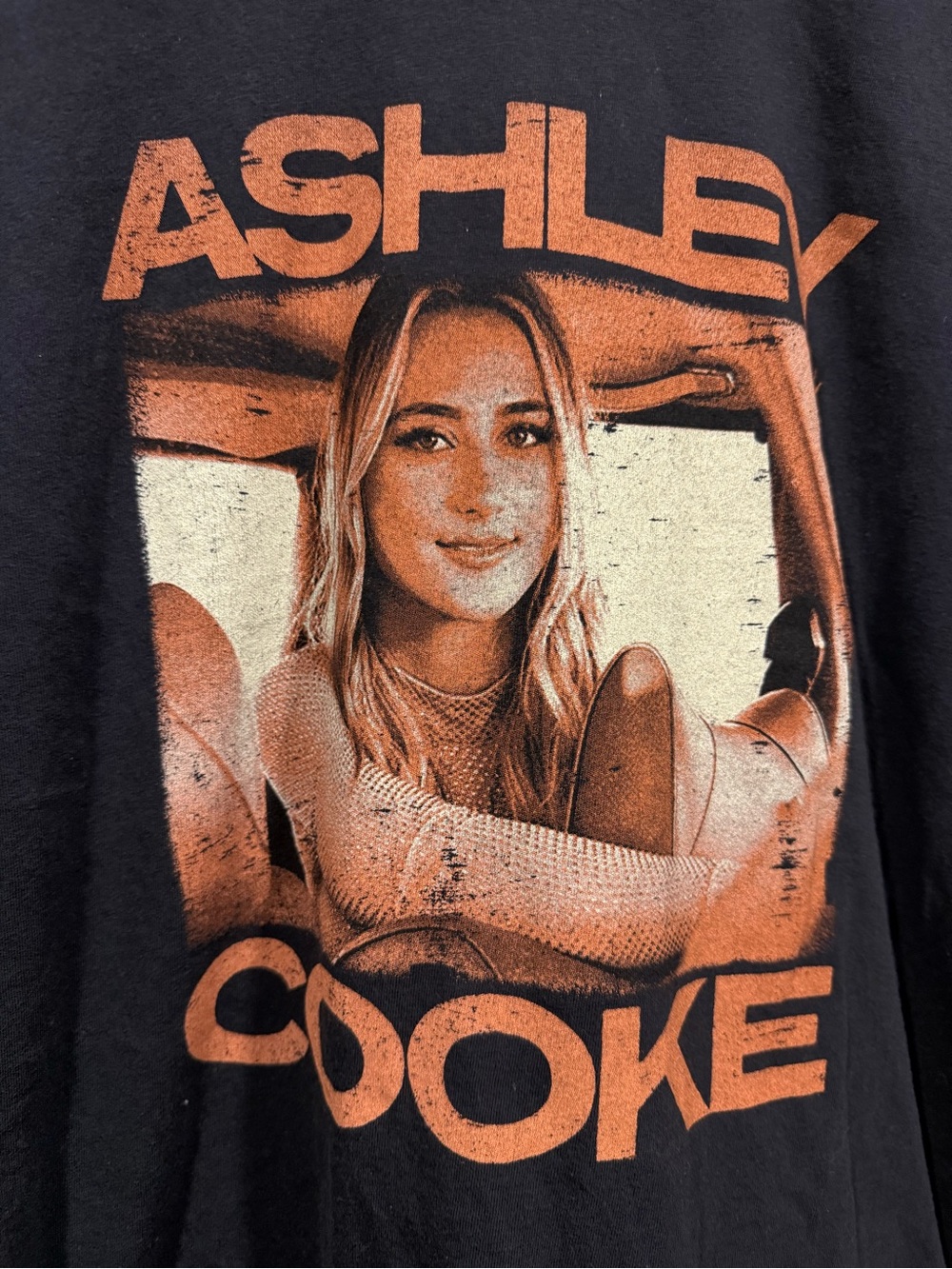 Ashley Cooke music Graphic concert Tee - Black with Orange Print image 3